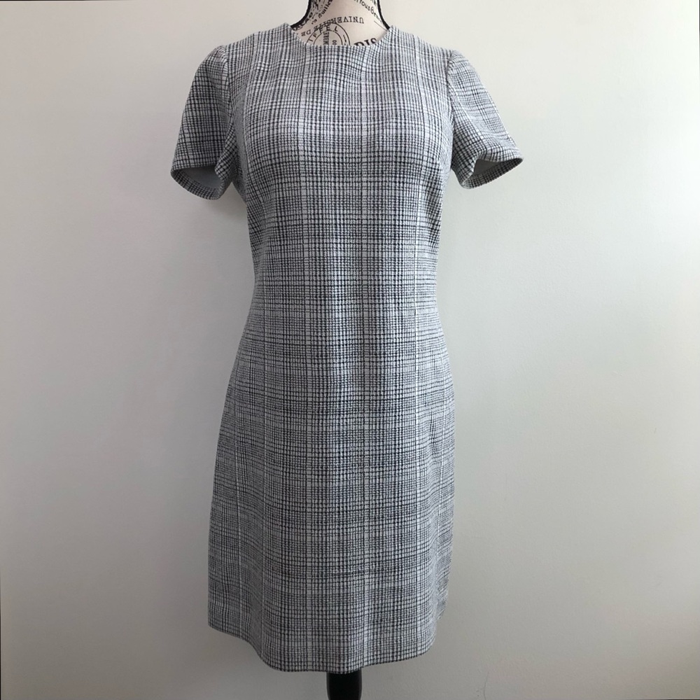Calvin Klein White and Black Plaid Dress